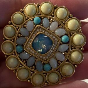 lee angel vintage 90s turquoise cabochon brooch pin Easter eggs